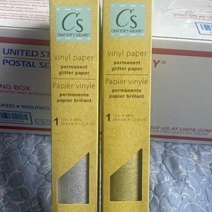 2 - Rolls GLITTER Crafters Square Permanent Adhesive Vinyl Gold and Silver NEW